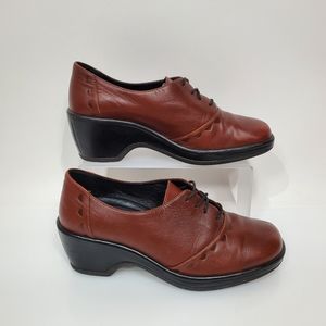 Dansko Brown Leather Lace Up Clogs